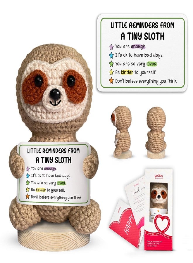 Gossby Positive Sloth Crochet - Little Reminders from A Tiny Sloth - Inspirational Gift Women - Emotional Support, Birthday, Encouragement, Thinking of You, Friend, Coworker, Boss - Image 1